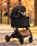 Foldable Pet Stroller with Detachable Carrier, Midnight Black Q933