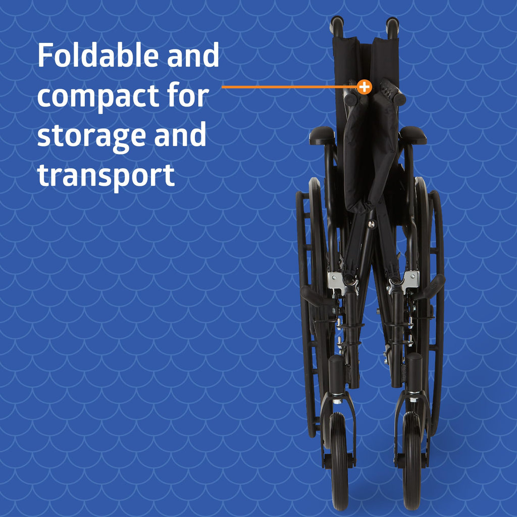 Lightweight Wheelchair with 18" Wide Seat and 300 lb. Weight Capacity J895324