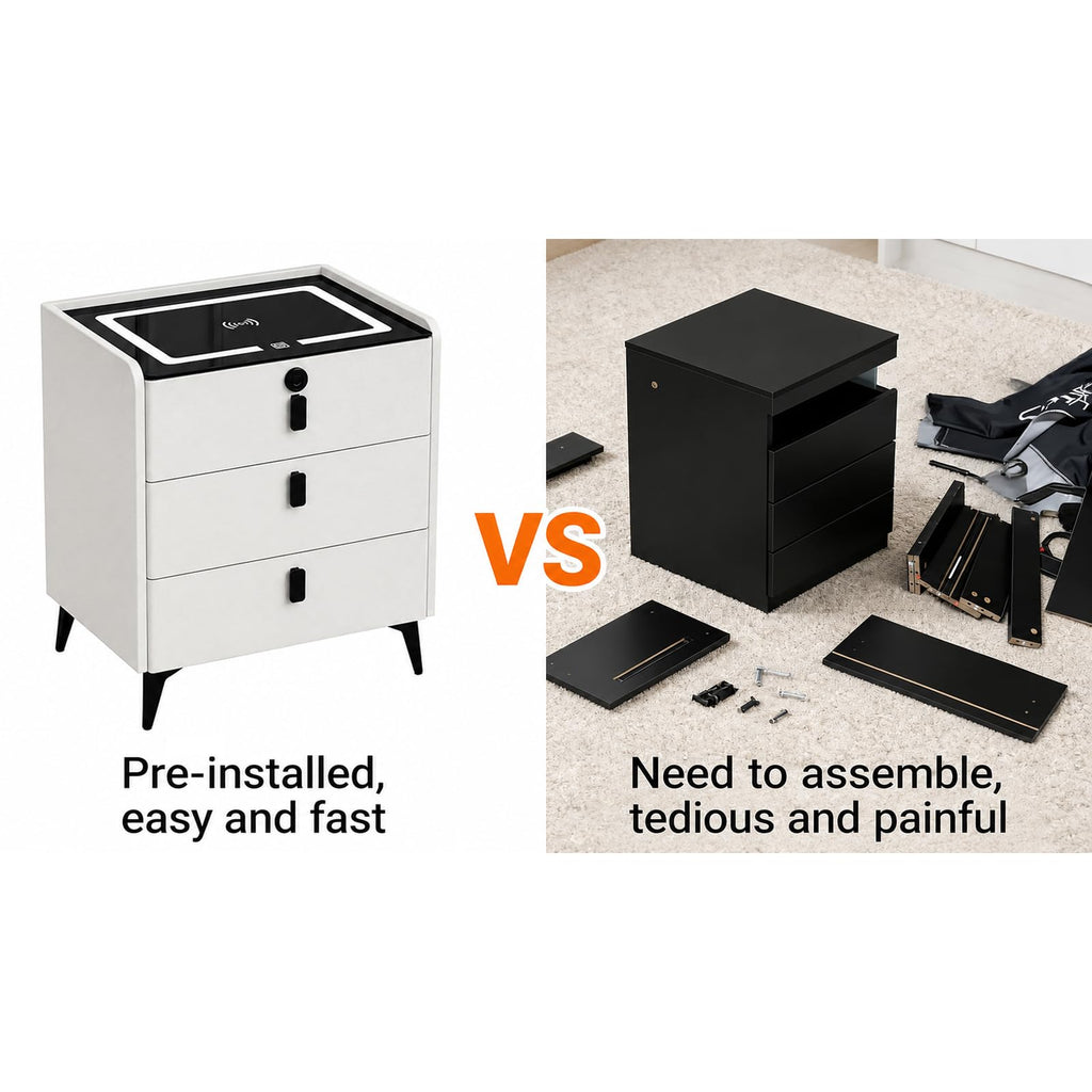 Wireless Charging Nightstand with Fingerprint Lock L1765
