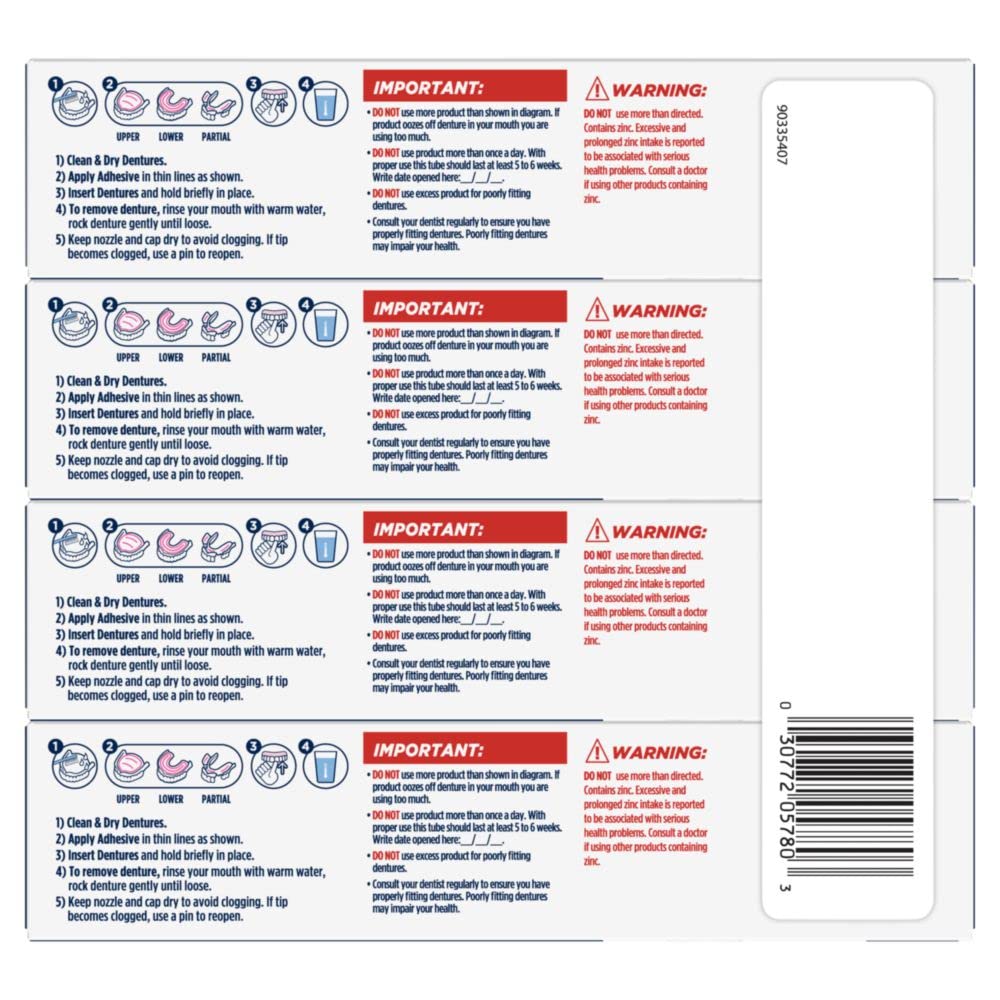 Denture Adhesive Cream 1.8 oz 4 Pack T71781