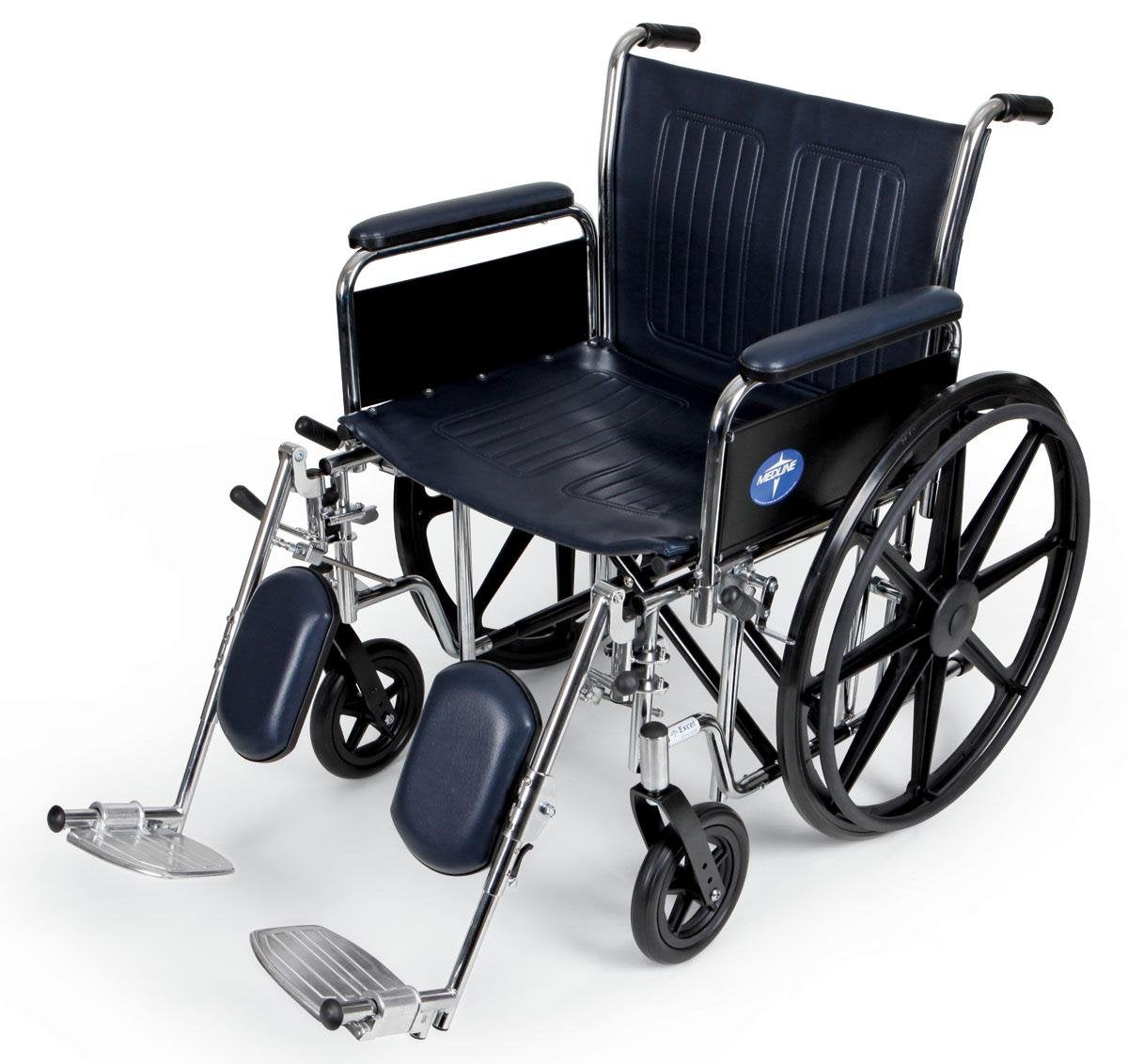 Extra-Wide Wheelchair with 24" Seat, Full-Length Arms, Elevating Leg Rests, Chrome Frame N783012