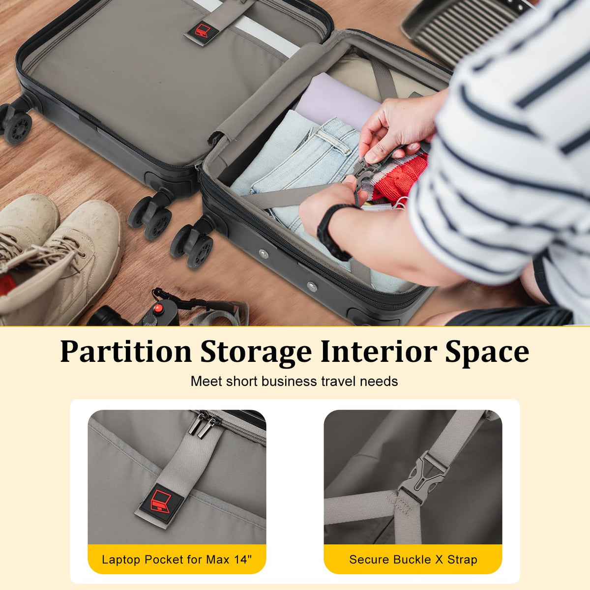 Expandable 16 Inch Underseat Carry On Luggage G9015