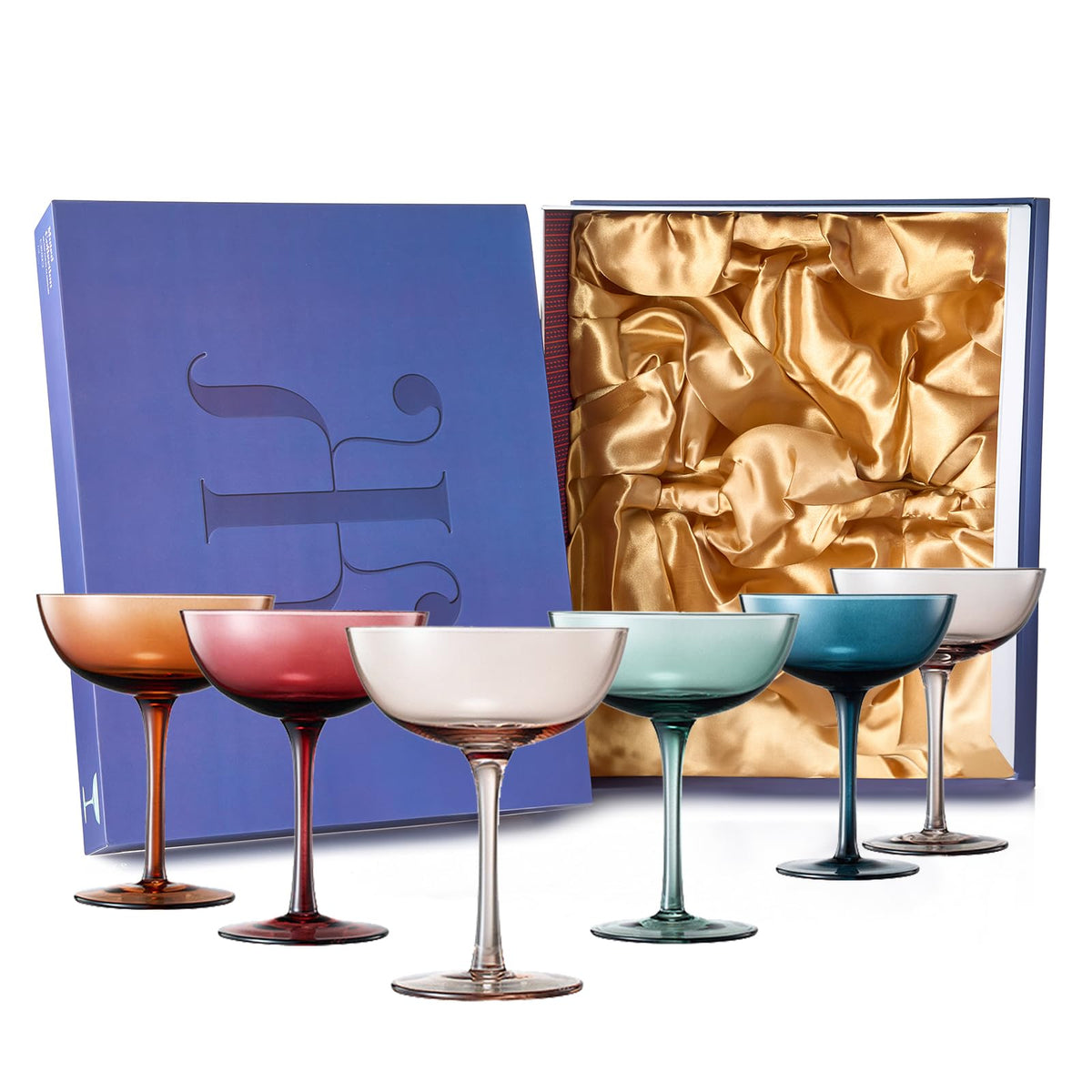 Colored Crystal Coupe Glasses Set of 6 R887