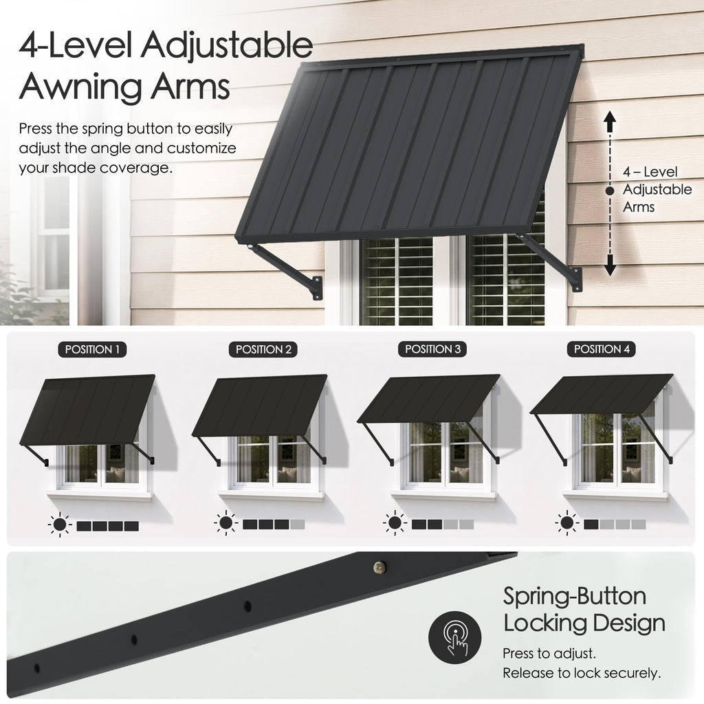 Adjustable Door Window Awning 42"W×32" S255