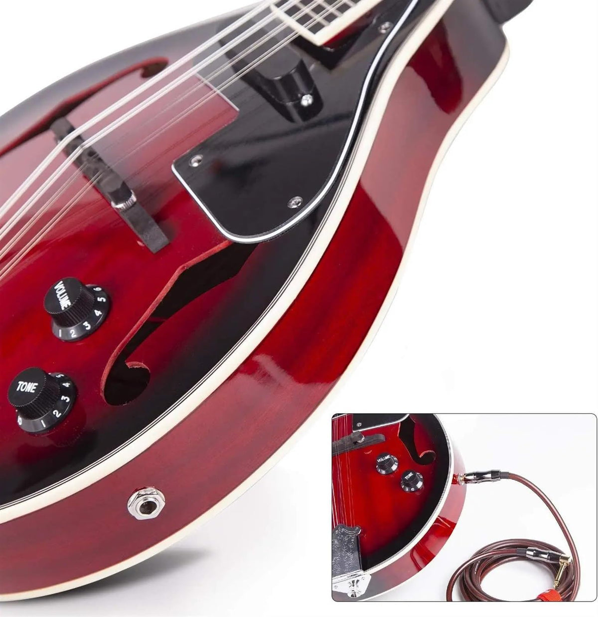 Red Sunburst Mahogany Wood Acoustic Electric Mandolin W6391
