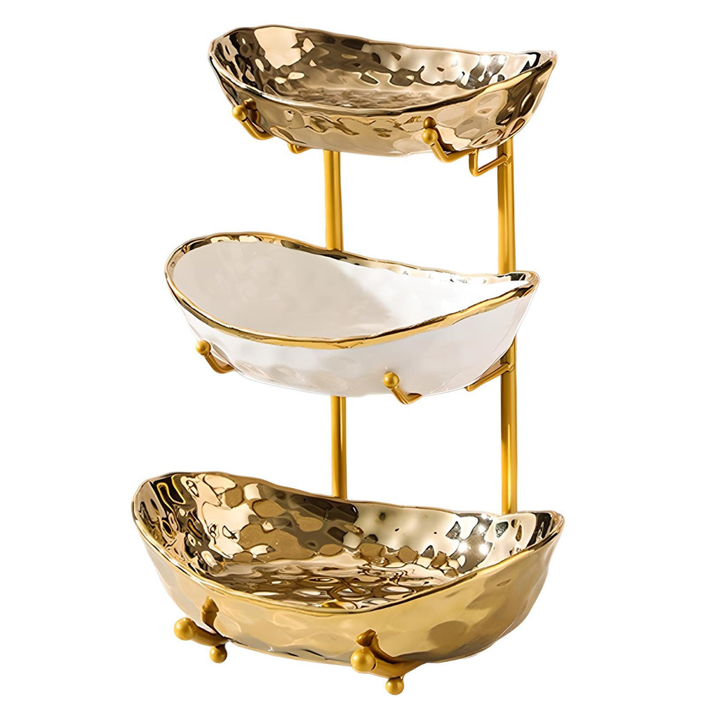 3 Tier Ceramic Fruit Bowl with Metal Holder H559
