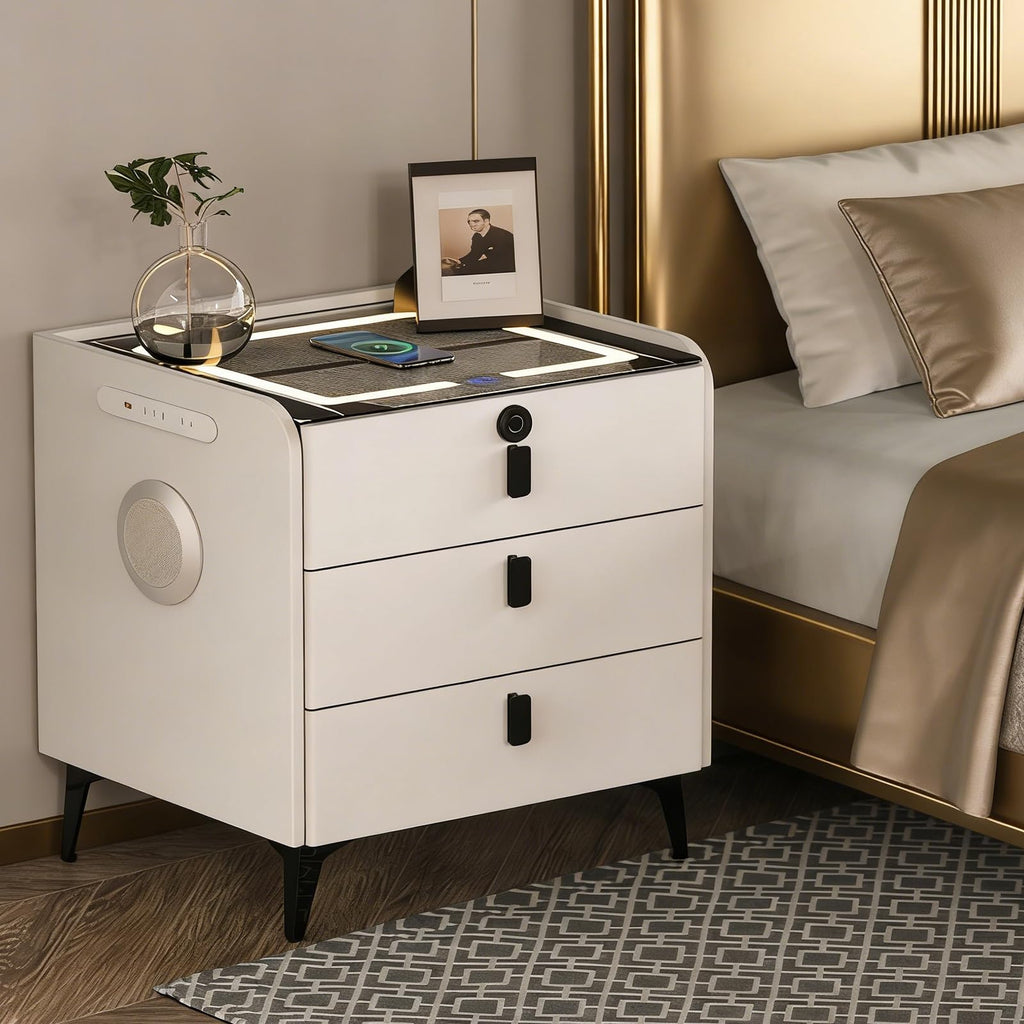 Wireless Charging Nightstand with Fingerprint Lock L1765
