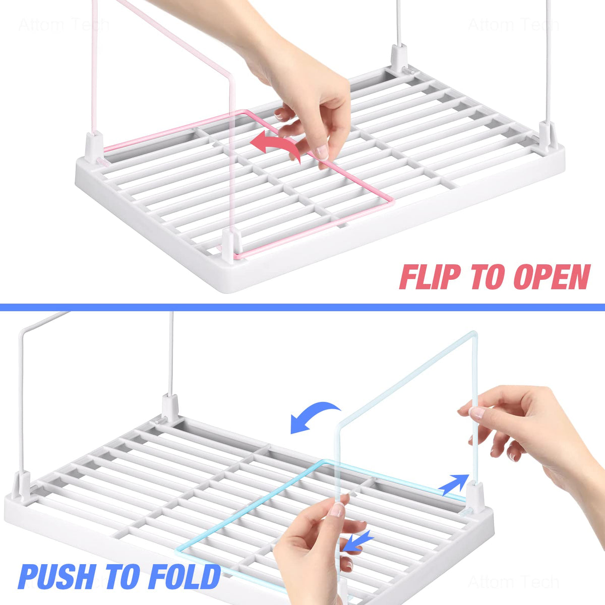 4-Pack Stackable Plastic Kitchen Storage Shelf Foldable Rack White R2551