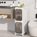 White 2 Tier Foldable Bathroom Storage Cabinet L570997