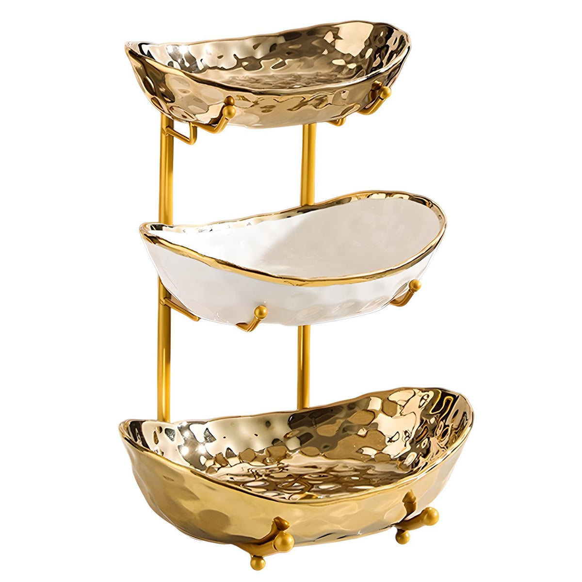 3 Tier Ceramic Fruit Bowl with Metal Holder H559