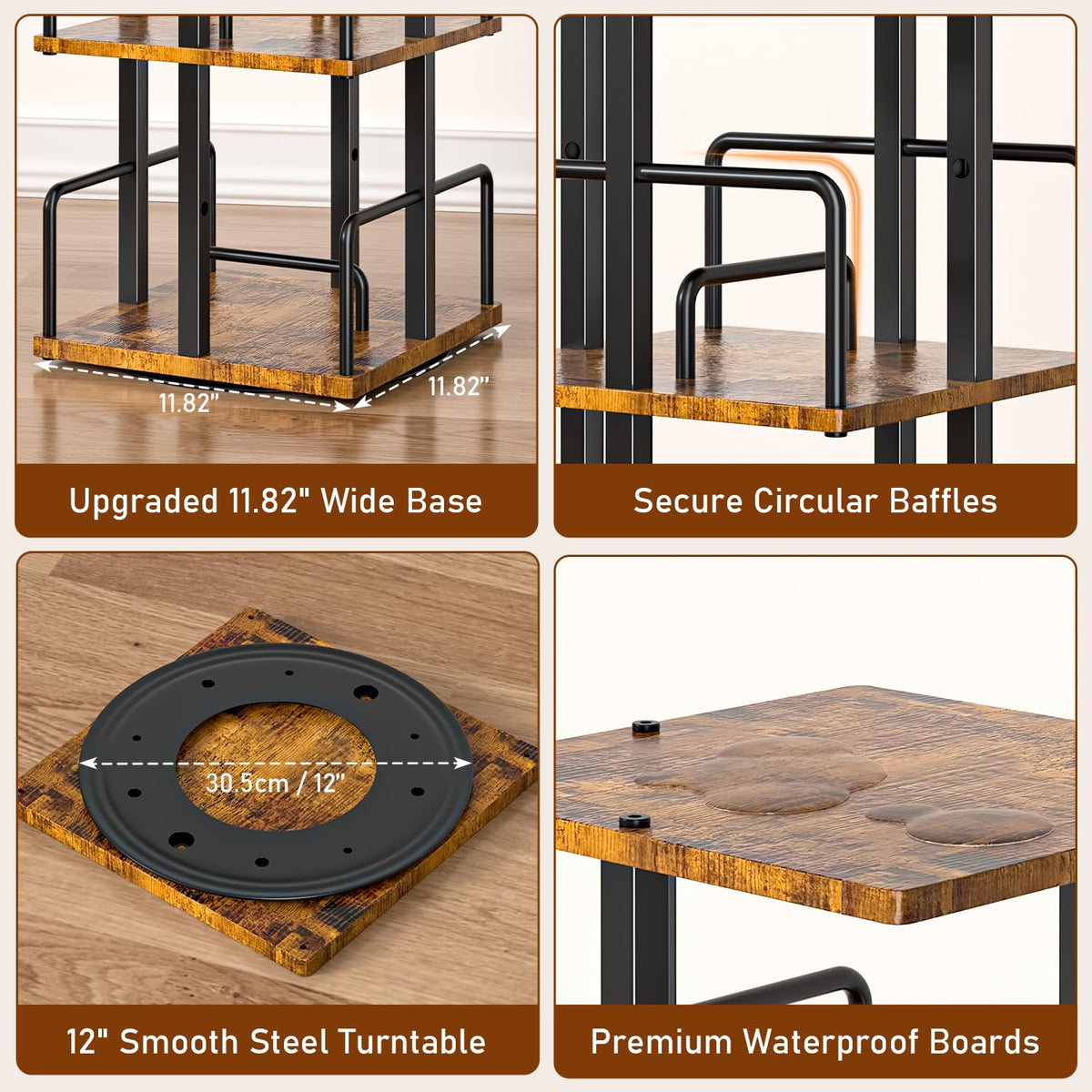 5-Tier Rotating Bookshelf with Metal Guardrails X700