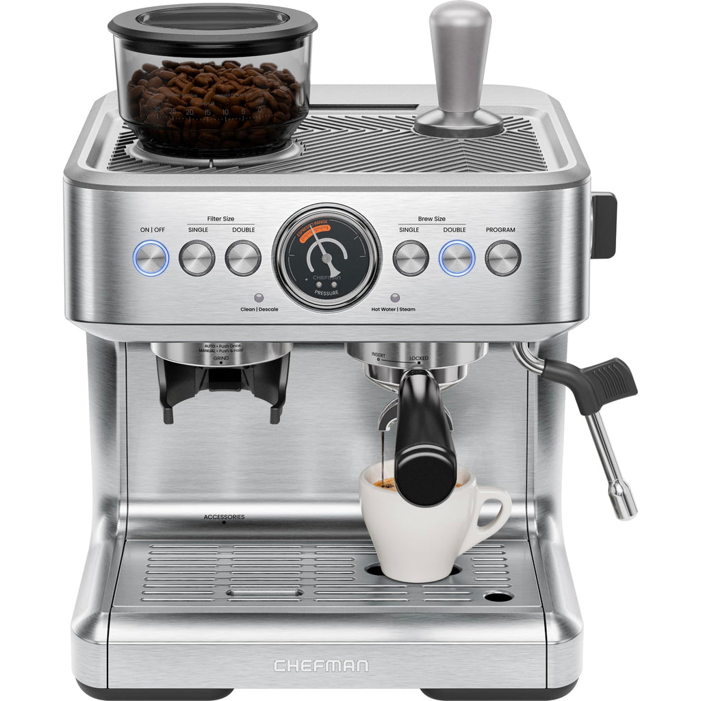 15 Bar Espresso Machine with Milk Frother and Coffee Grinder J654682