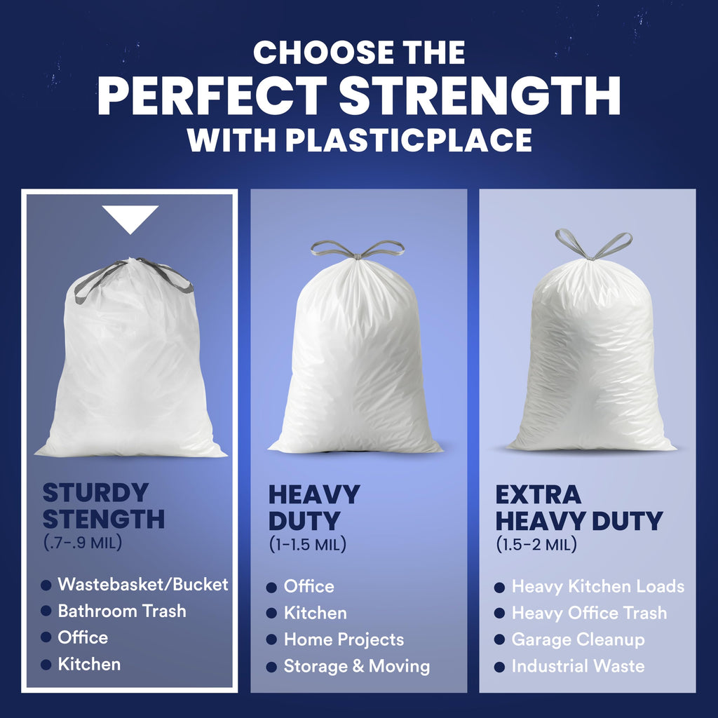 4 Gallon White Drawstring Trash Bags, 200 Count B97220