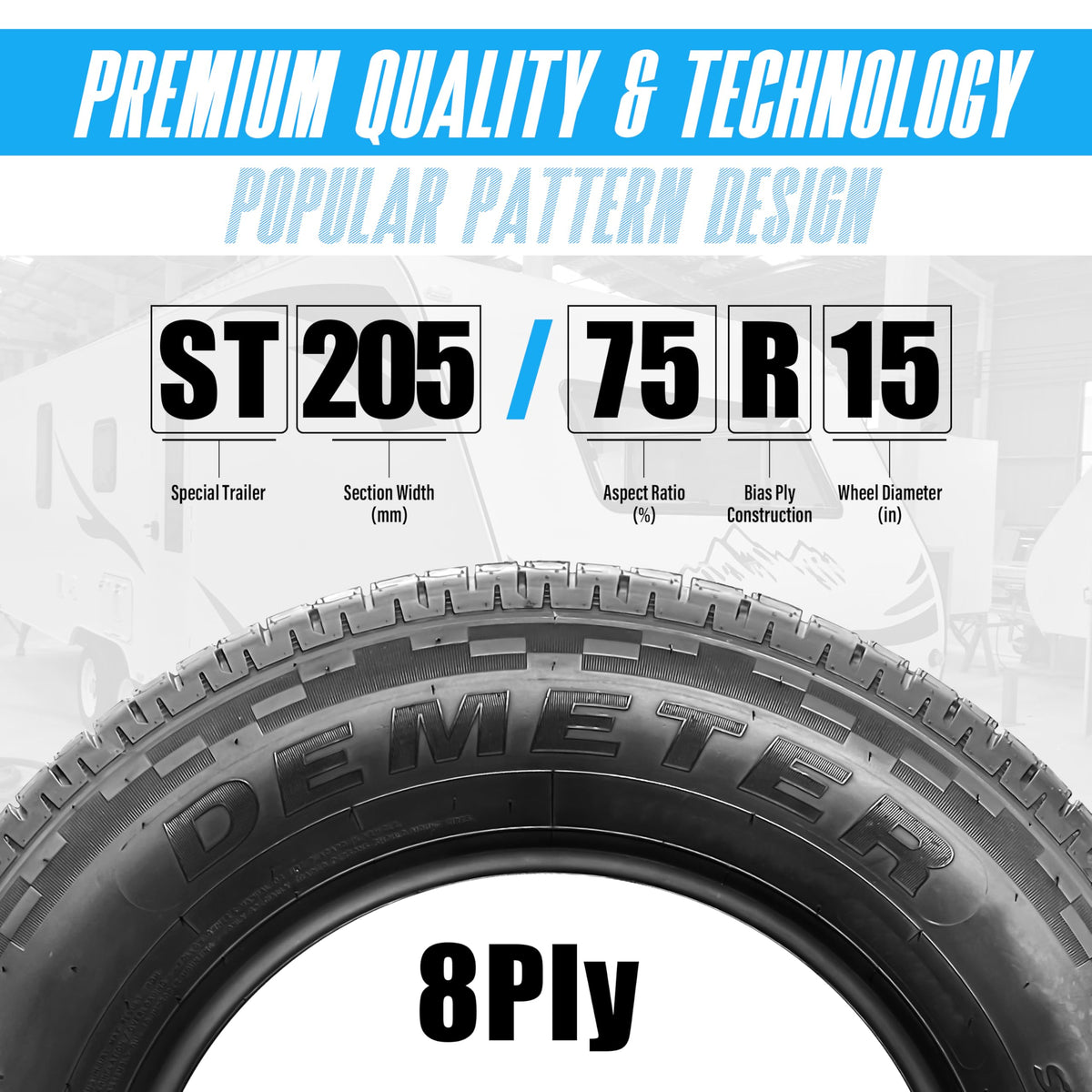 4 Radial Trailer Tires 205/75R15 8 Ply N941