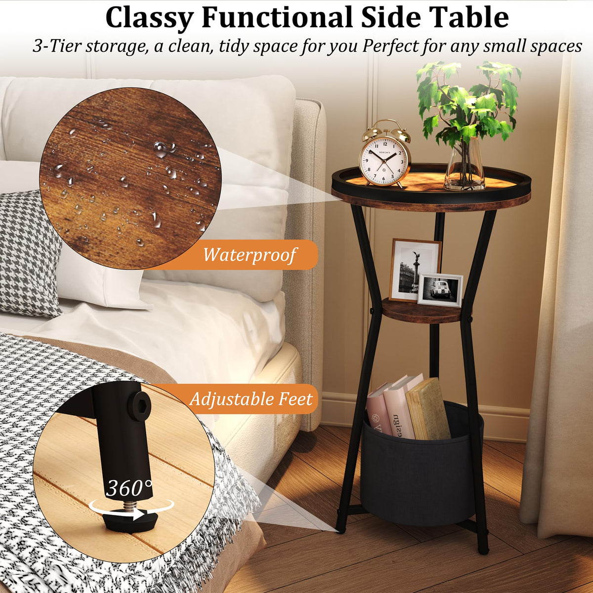 Round 3-Tier Side Table W380