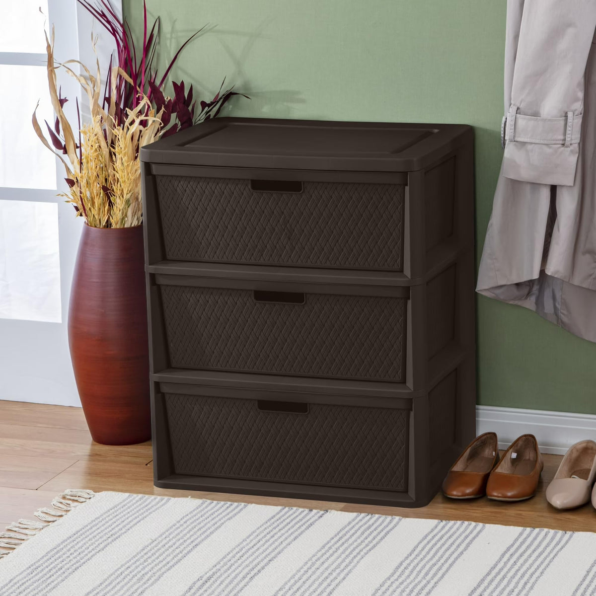 Wide 3 Drawer Plastic Storage Dresser T812
