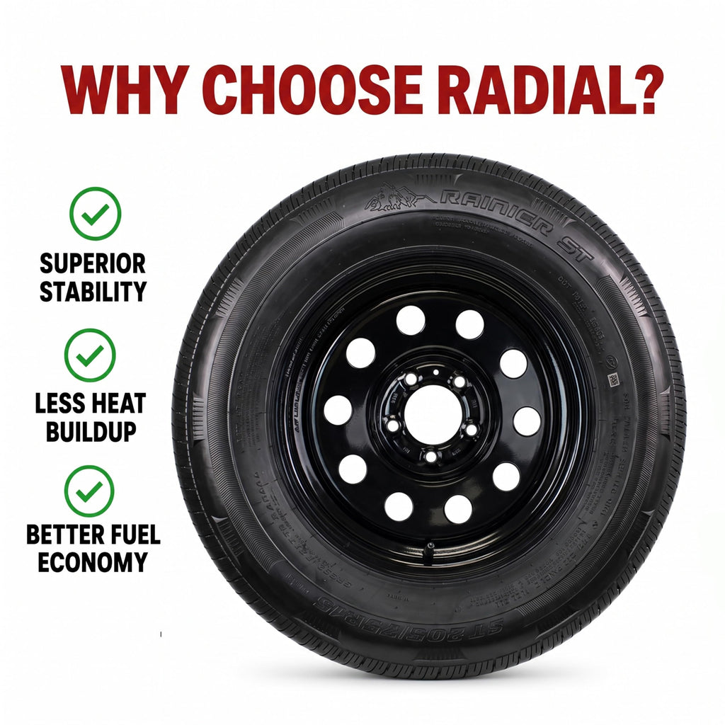 ST205/75R15 LRC 5 Lug Black Trailer Tire Rim Assembly D20379