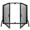 35"x27" Arched Black Fireplace Screen with Magnetic Double Doors X112