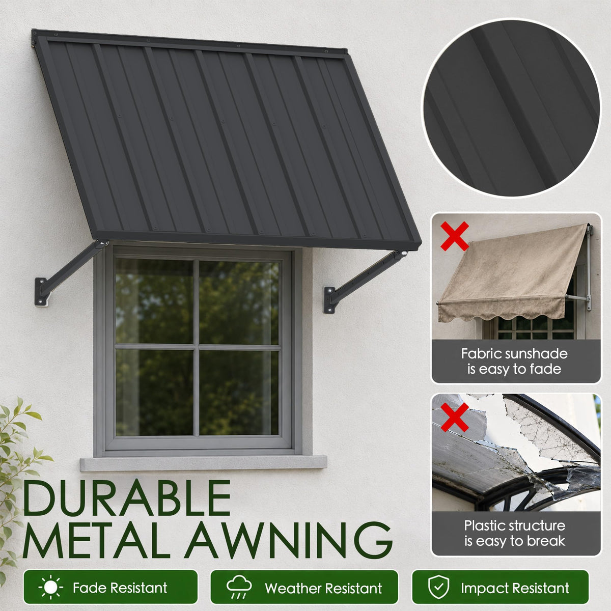 Adjustable Door Window Awning 42"W×32" S255