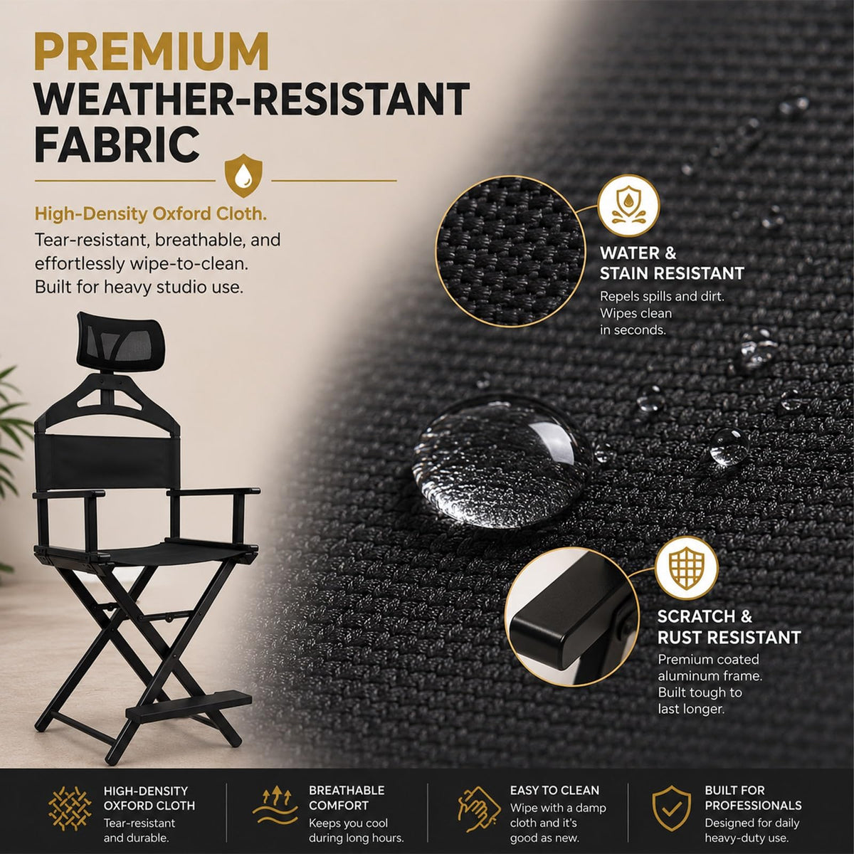 Extra Tall Height Adjustable Folding Makeup Artist Chair S996