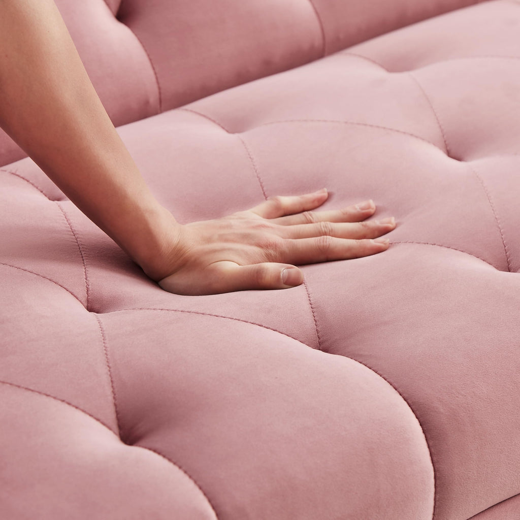 Pink Velvet Convertible Sofa Bed J88832