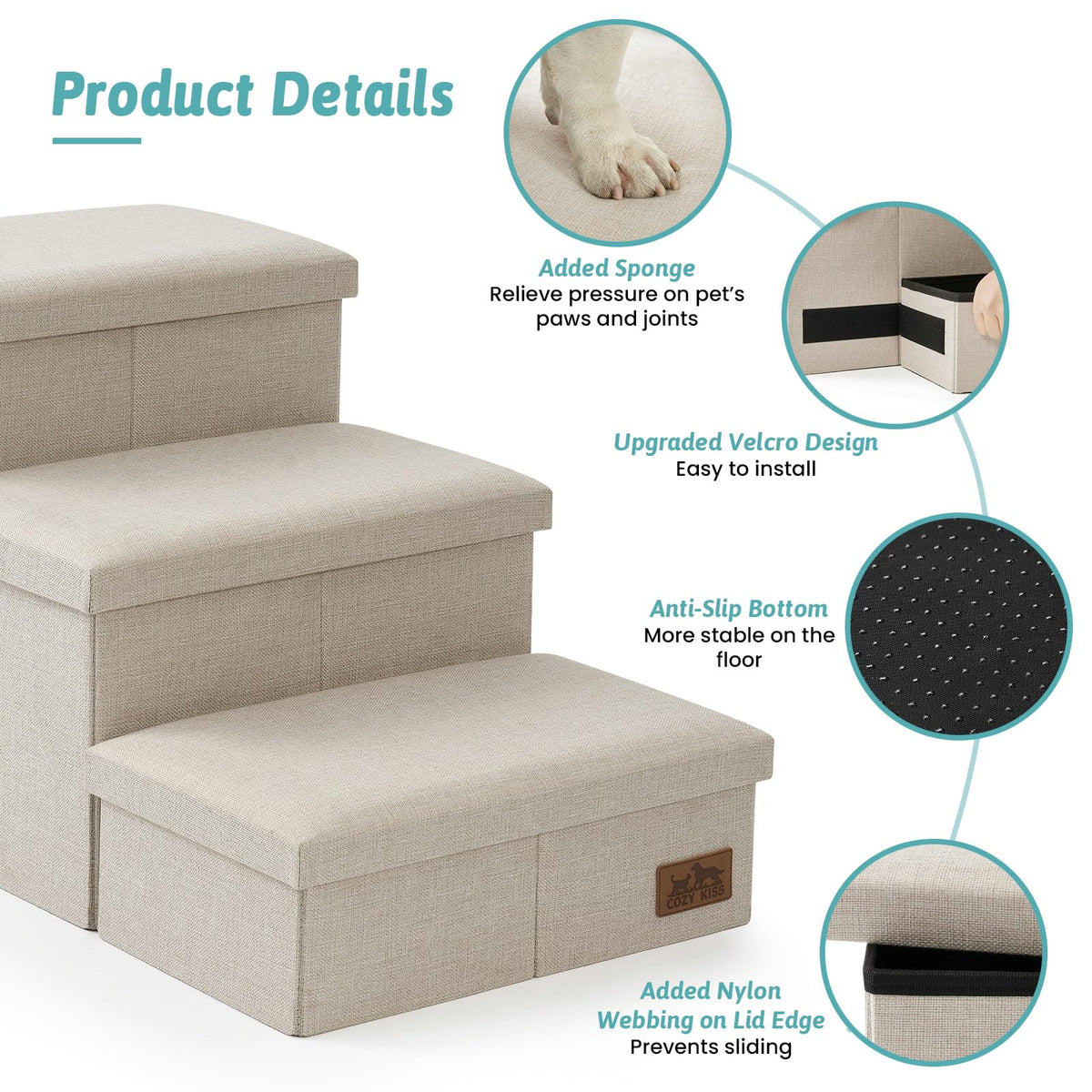 Dog Stairs with Storage, 4-Step F16339