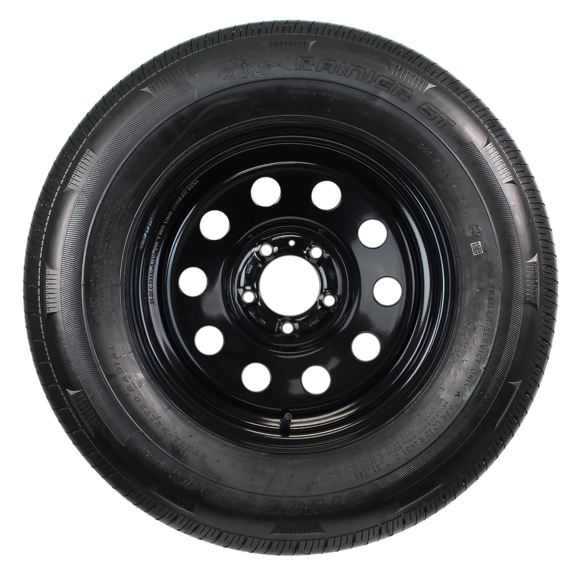 ST205/75R15 LRC 5 Lug Black Trailer Tire Rim Assembly D20379