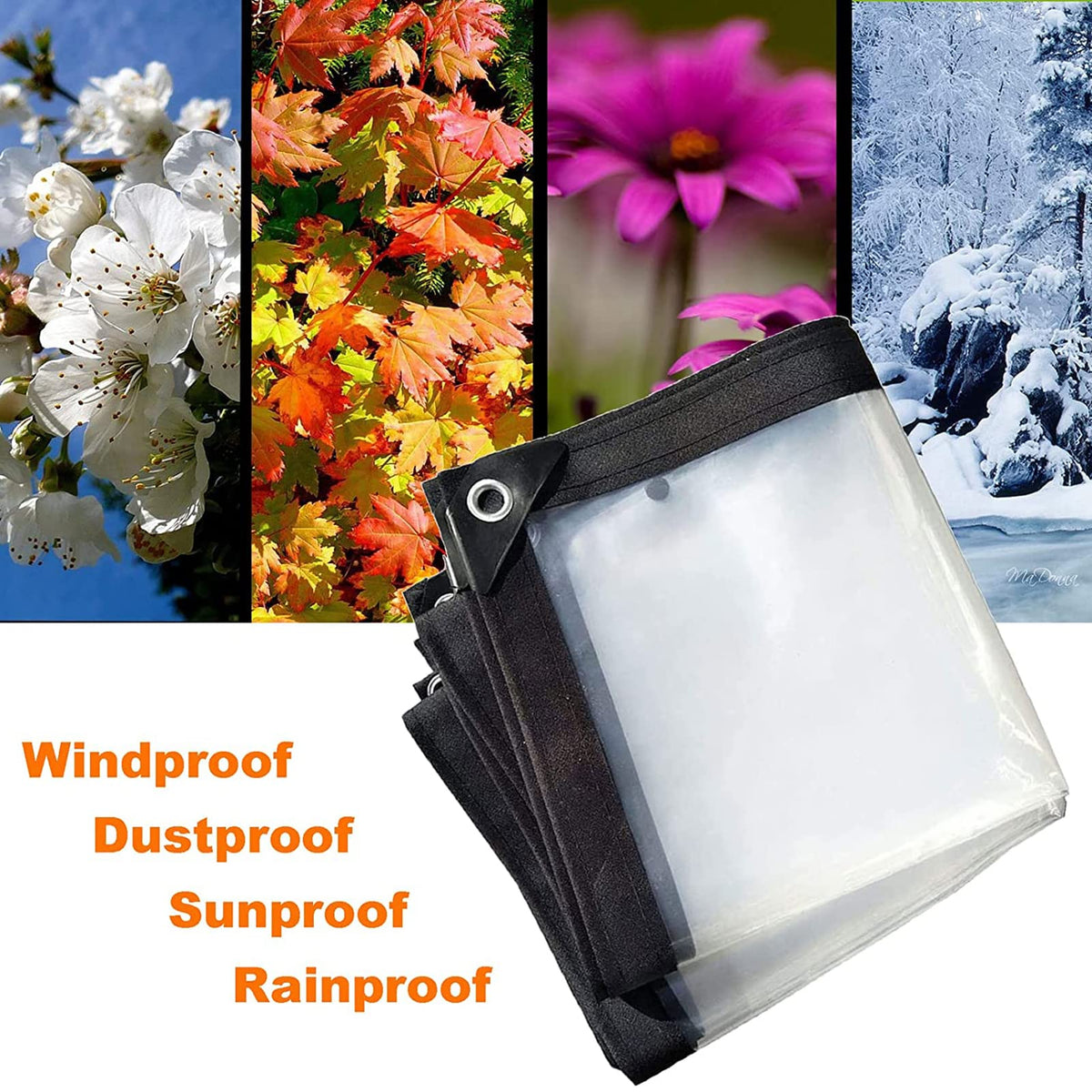Heavy Duty Waterproof Clear 3x3ft Poly Tarp with Grommets B7886