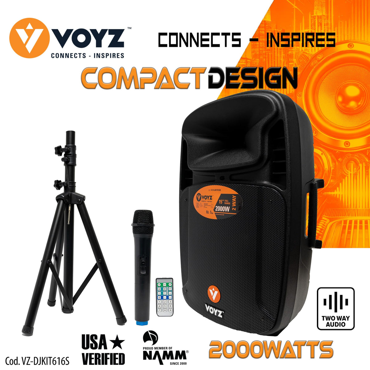 2000 Watt Bluetooth Portable Speaker with Wireless Microphone N782