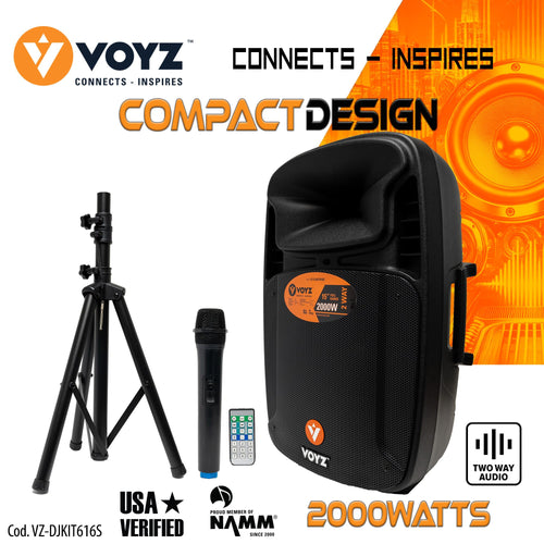 2000 Watt Bluetooth Portable Speaker with Wireless Microphone N782