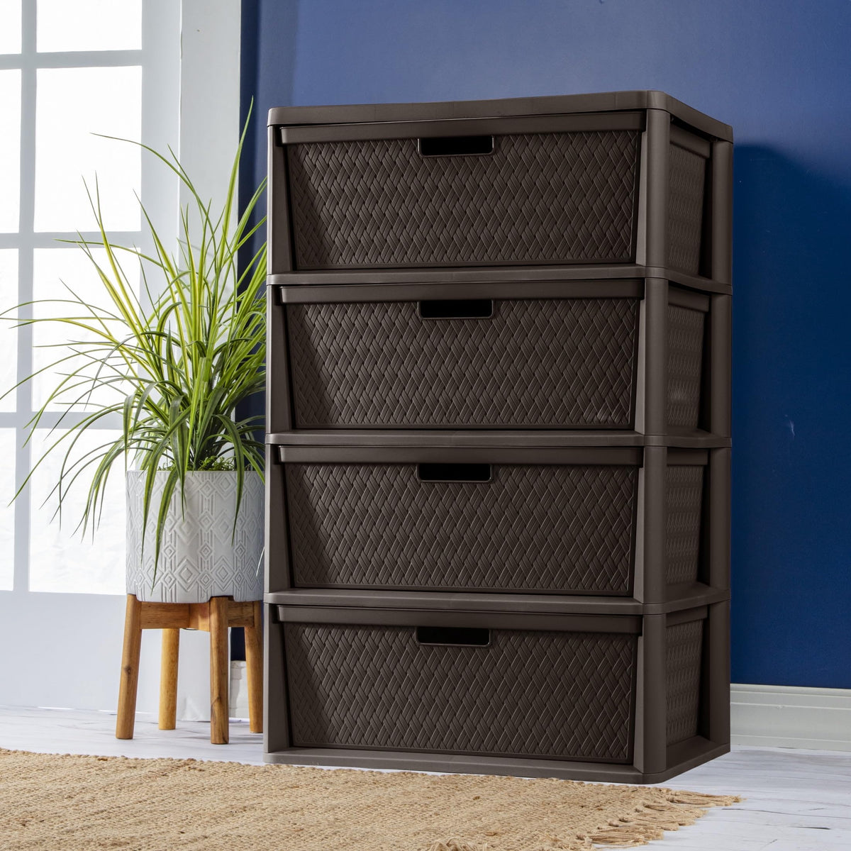 4 Drawer Plastic Storage Organizer Brown K982602