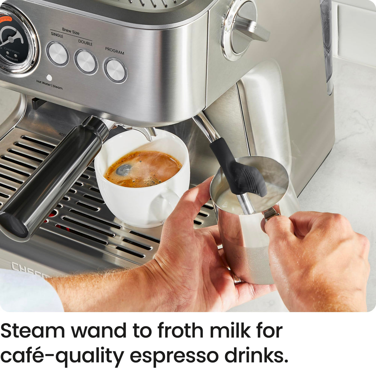 15 Bar Espresso Machine with Milk Frother and Coffee Grinder J654682