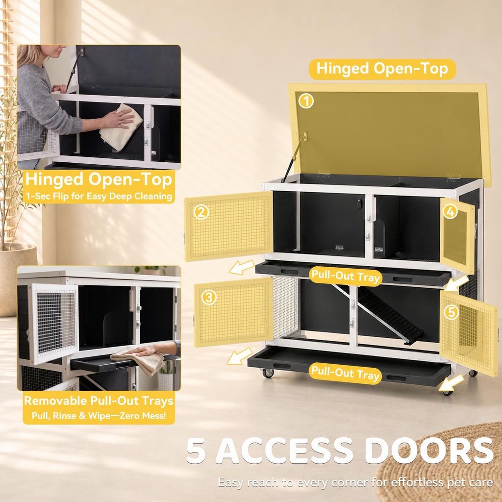 2-Story Indoor Rabbit Hutch with Wheels T7485