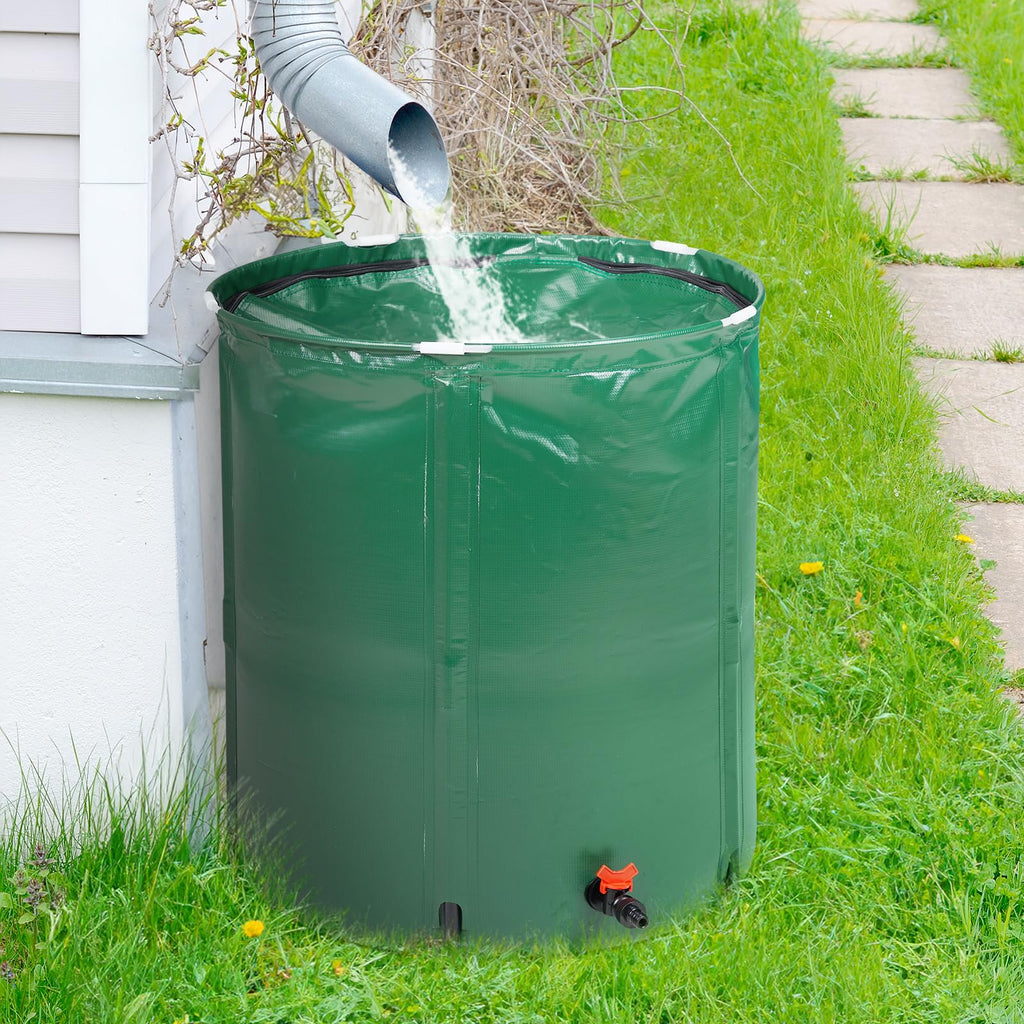 50 Gallon Portable Folding Rain Barrel with Spigots Q706343