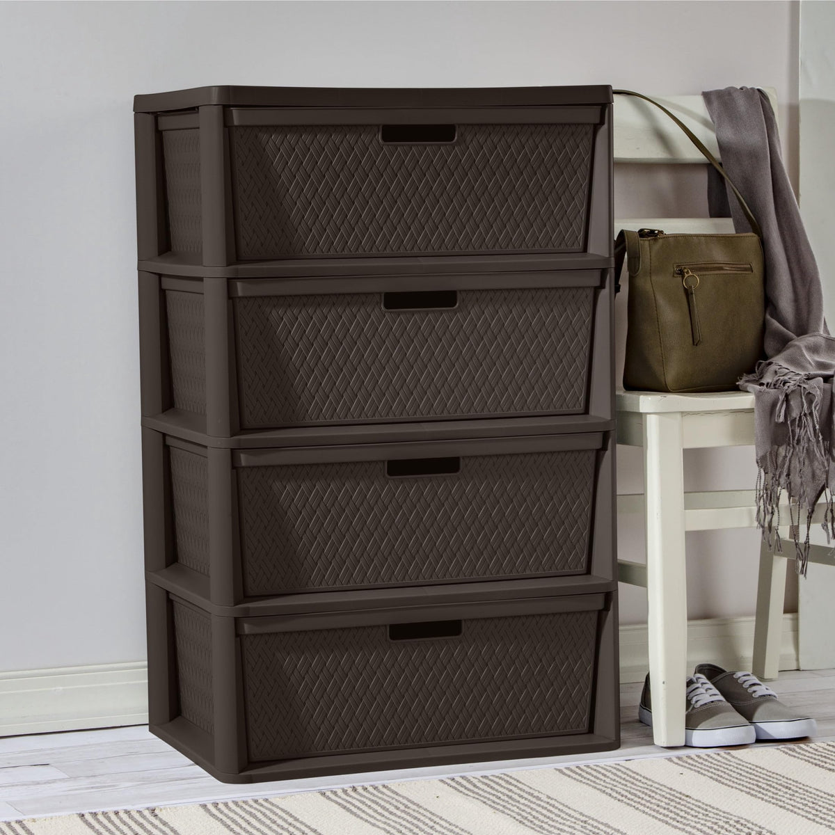 4 Drawer Plastic Storage Organizer Brown K982602