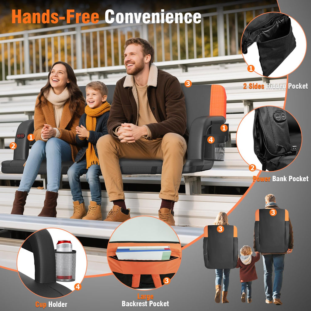 Heated Stadium Seat with Back Support Y3056