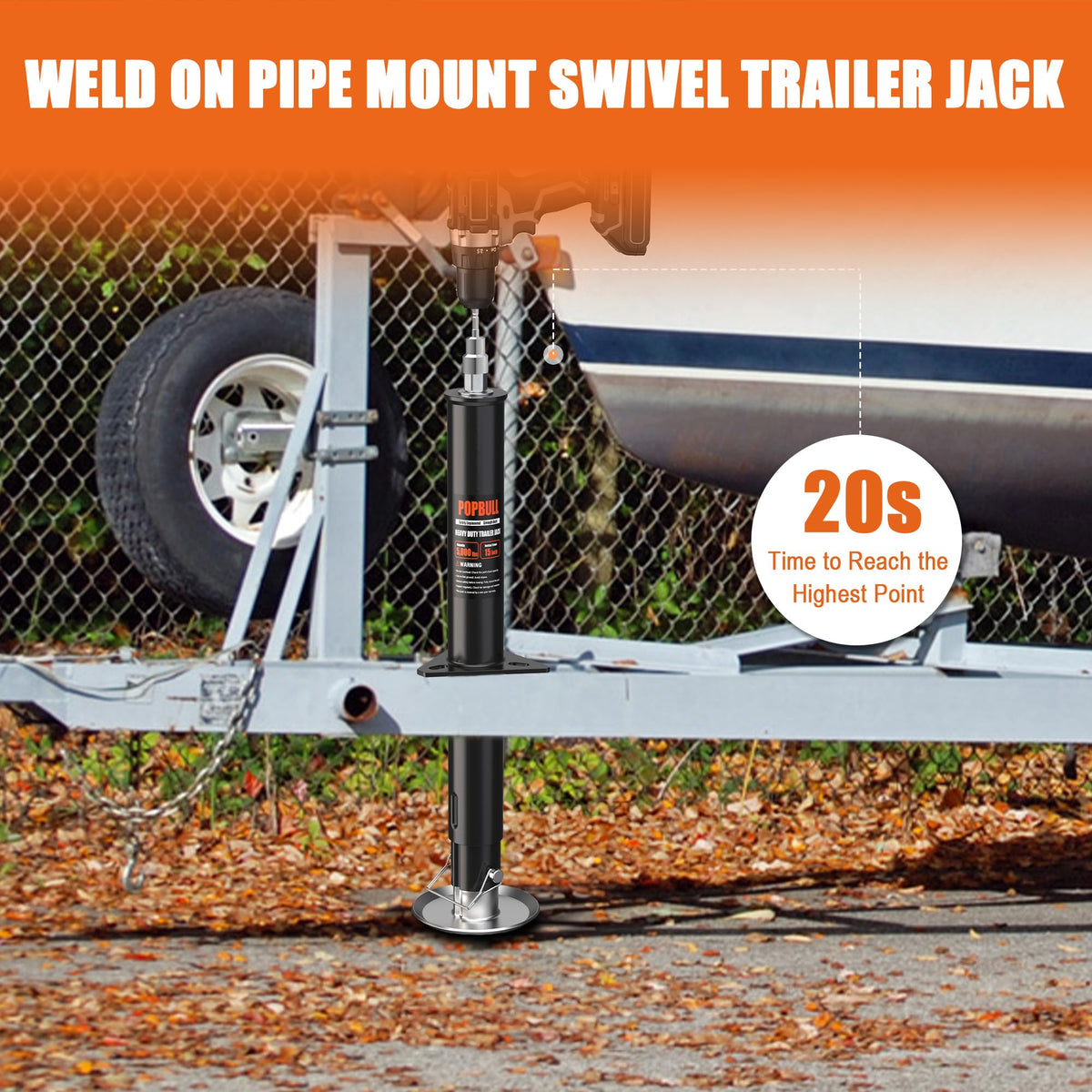 5000lbs A-Frame Trailer Jack 30" Lift Adjustable Drop Leg O83150