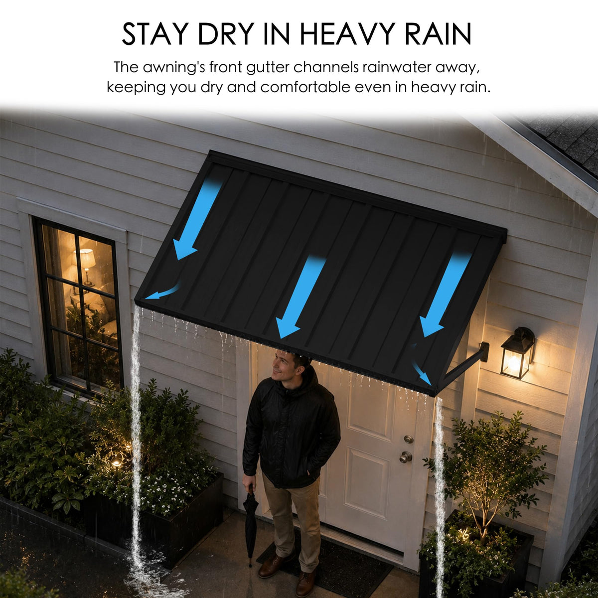 Adjustable Door Window Awning 42"W×32" S255