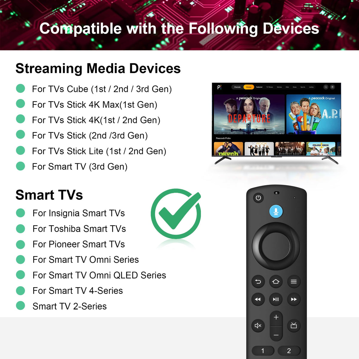 Replacement Fire Stick Remote with Power Volume Buttons Voice Search E12730