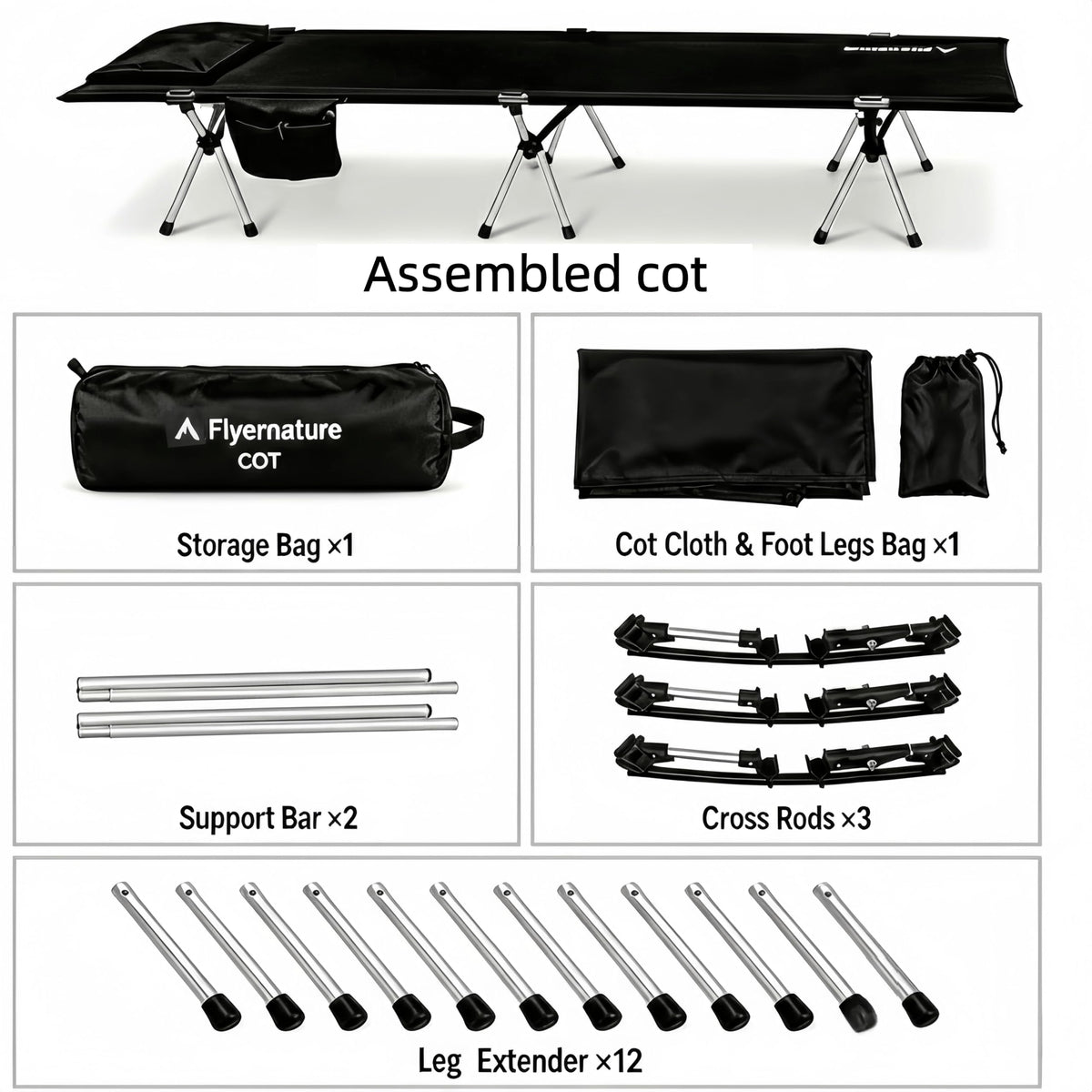 Lightweight Foldable Camping Cot 300 lbs Capacity V850690