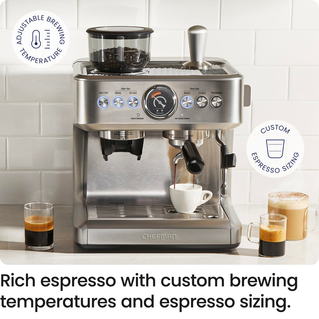 15 Bar Espresso Machine with Milk Frother and Coffee Grinder J654682