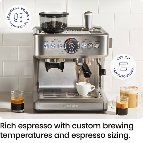 15 Bar Espresso Machine with Milk Frother and Coffee Grinder J654682