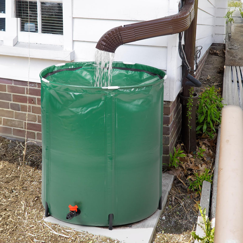 50 Gallon Portable Folding Rain Barrel with Spigots Q706343