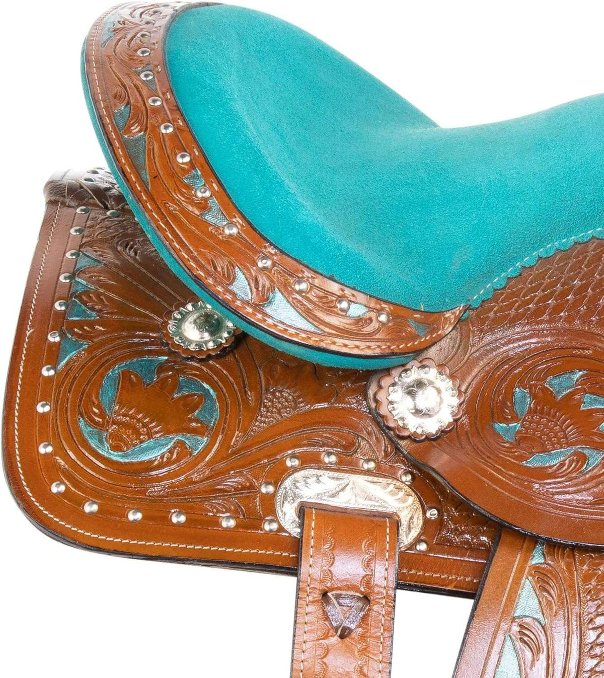 Leather Barrel Saddle with Headstall, Reins and Breast Collar V886836