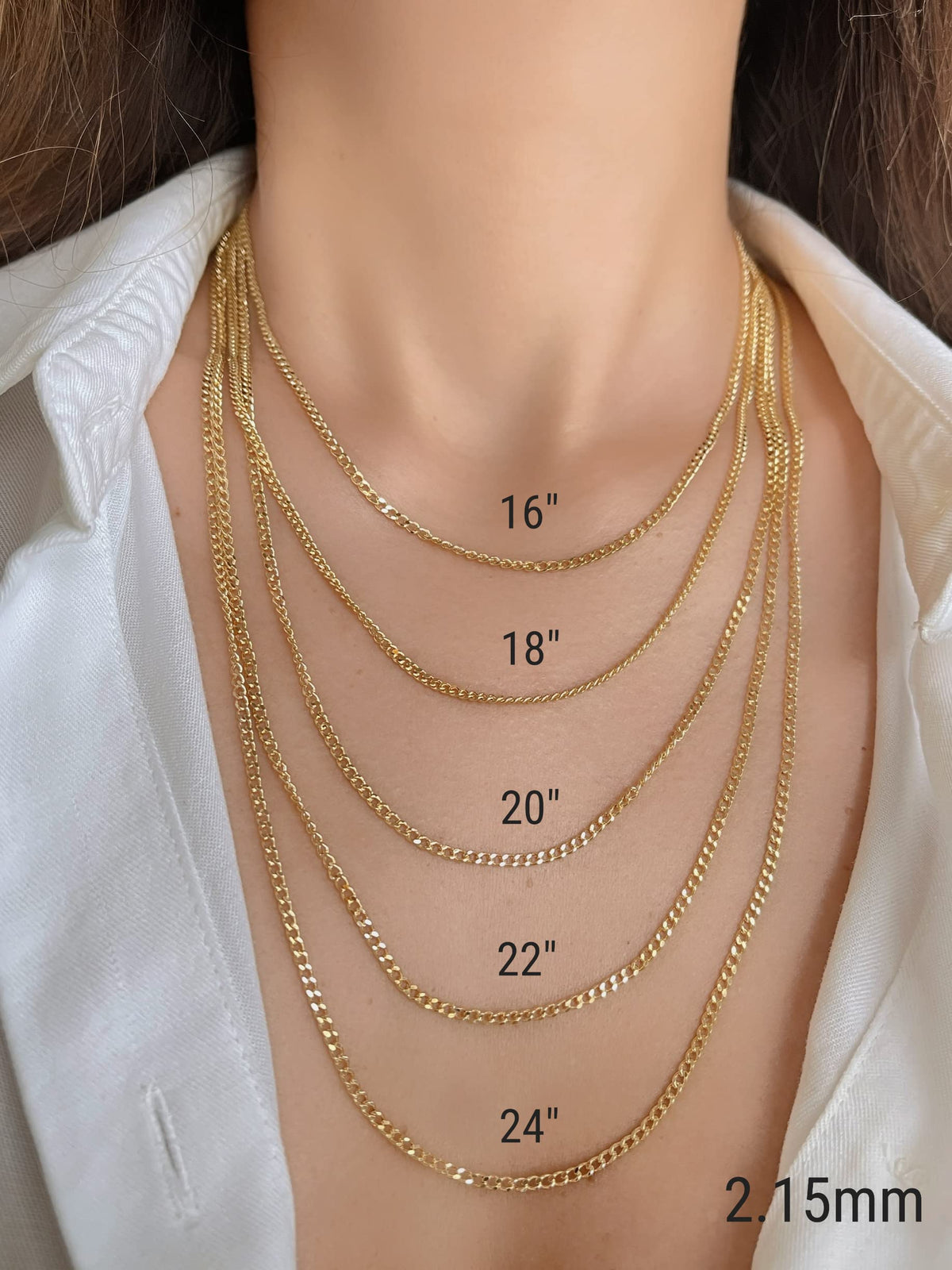 14K Gold Cuban Link Chain Necklace with Lobster Clasp C409262