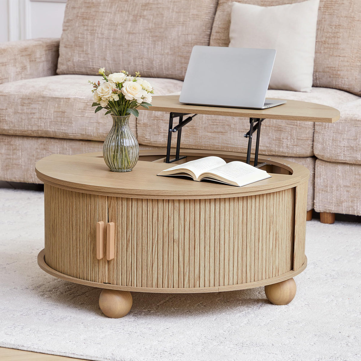 Round Lift Top Coffee Table with Storage M508