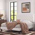 Queen Size Platform Bed Frame with Faux Leather Headboard R120