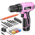 12V Cordless Drill Set with Battery & Charger, 180 In-lbs Torque, 3/8" Keyless Chuck, Pink C52441