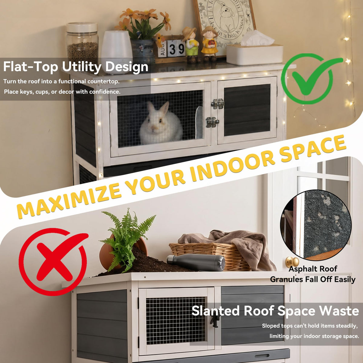 2-Story Indoor Rabbit Hutch with Wheels T7485