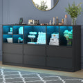 Black 6 Drawers Dresser with Cubbies S5130